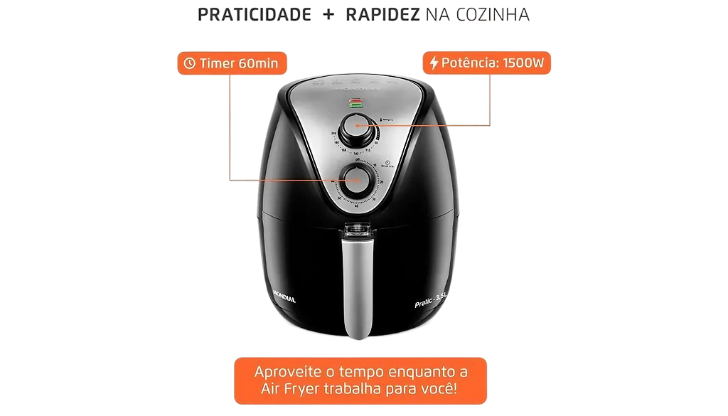 Airfryer Mondial 3,5L é boa? Análise completa do modelo AF-30I 3 Airfryer 3.5L Mondial 1